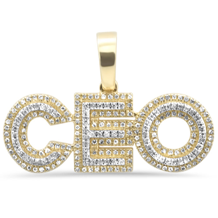 DIAMOND CLOSEOUT! .35ct G SI 10K Yellow Gold Diamond Hip Hop Iced out "CEO" Charm Pendant