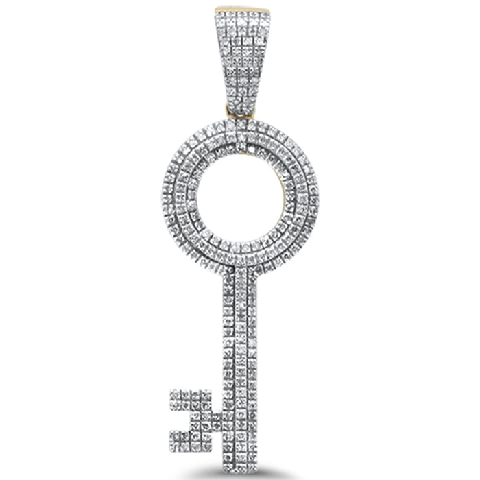DIAMOND CLOSEOUT! .57ct G SI 10K Yellow Gold Diamond Iced Out Key Charm Pendant