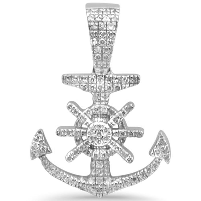 DIAMOND CLOSEOUT! .27ct G SI 10K White Gold Diamond Hip Hop Anchor Charm Pendant