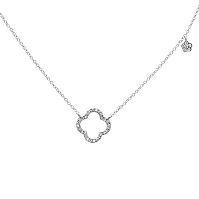DIAMOND CLOSEOUT! 0.17cts 14k White gold Diamond Clover Necklace 18" Long
