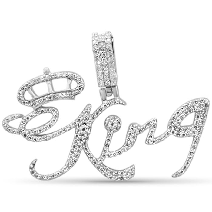 DIAMOND CLOSEOUT! .39ct G SI 10K White Gold Diamond "KING" Hip Hop Pendant