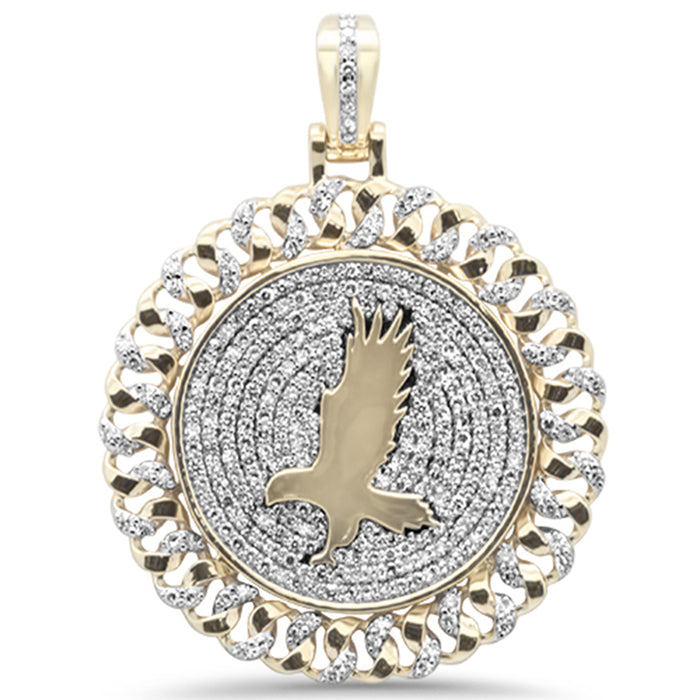DIAMOND CLOSEOUT! 2.05ct G SI 10K Yellow Gold Diamond Hip Hop Custom Eagle Iced Out Curb Link Medallion Pendant