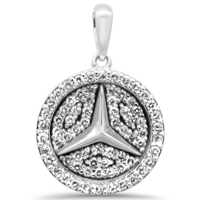 DIAMOND CLOSEOUT! .53ct G SI 10K White Gold Diamond Hip Hop Diamond Emblem Medallion Pendant
