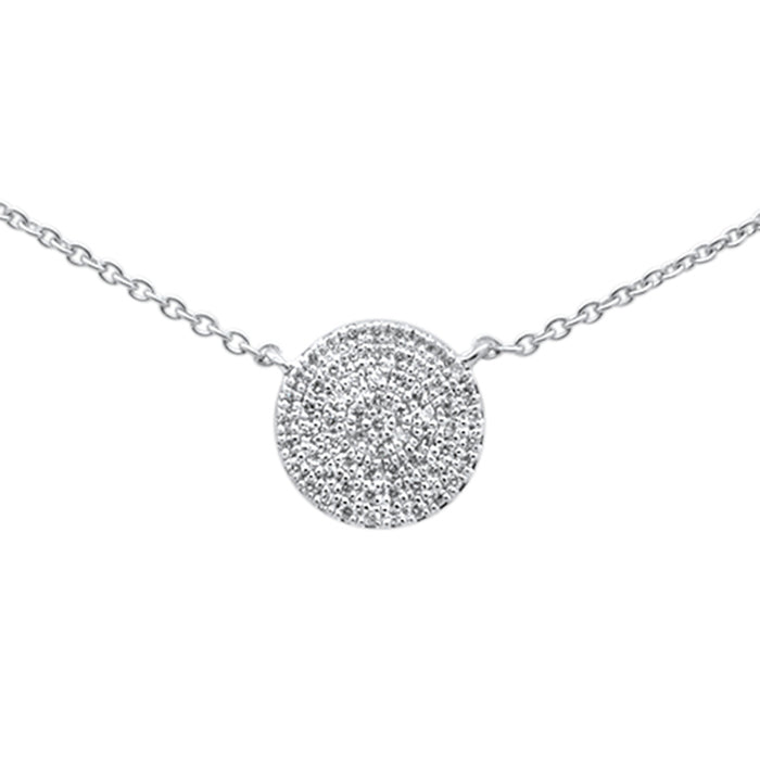 DIAMOND CLOSEOUT! .13ct G SI 14K White Gold Fine Diamond Disc Trendy Necklace 18" Long