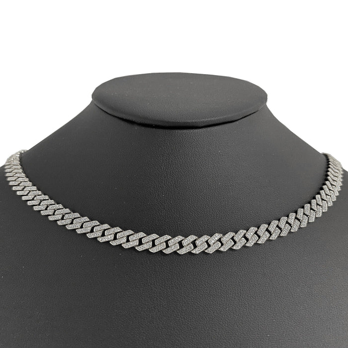 SPECIAL! 7MM 5.23ct G SI 14K White Gold Diamond Square Cuban Necklace 22"