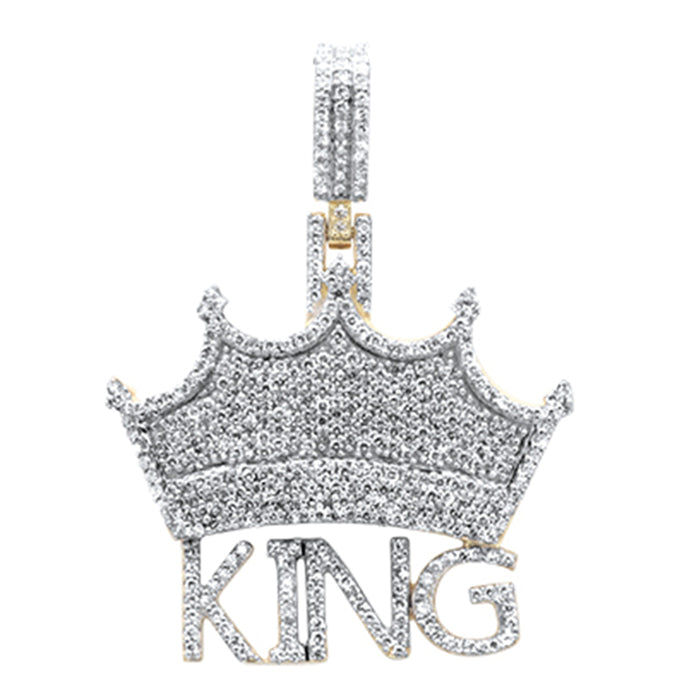 DIAMOND CLOSEOUT! .70ct G SI 10K Yellow Gold Diamond "KING" Crown Pendant