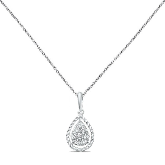 DIAMOND CLOSEOUT! .20ct G SI 14K White Gold Round Diamond Pendant 18" Long Chain