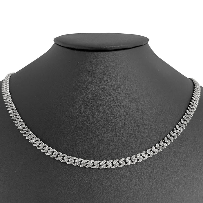 SPECIAL! 7mm 2.96ct G SI 14k White Gold Diamond Round Cuban Necklace 18"