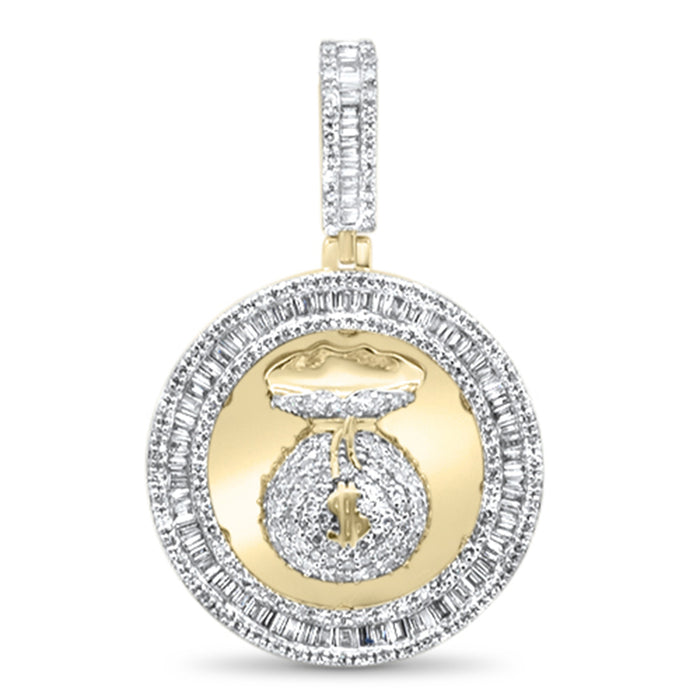 DIAMOND CLOSEOUT! 1.44ct G SI 10K Yellow Gold Diamond Hip Hop Money Bags Medallion Charm Pendant
