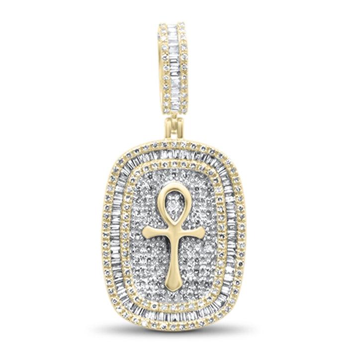 DIAMOND CLOSEOUT! 1.50ct G SI 10K Yellow Gold Diamond Hip Hop Diamond Ankh Medallion Charm Pendant