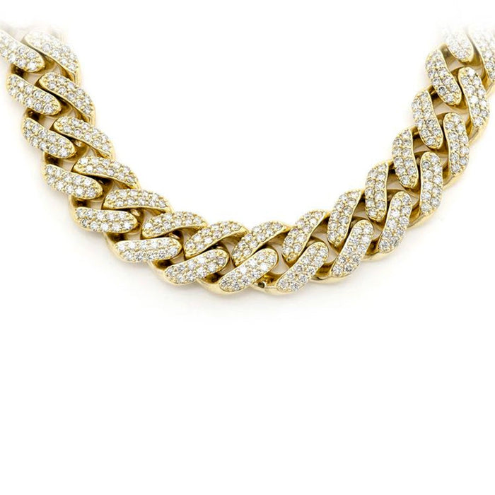 SPECIAL! 11MM 9.63ct 14KT Yellow Gold Diamond Round Cuban Necklace 22"