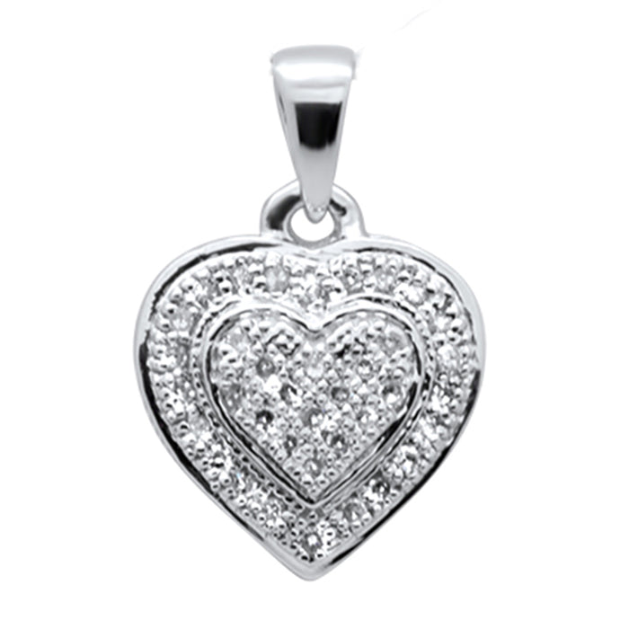 DIAMOND CLOSEOUT! .11ct G SI 10K White Gold Diamond Heart Pendant