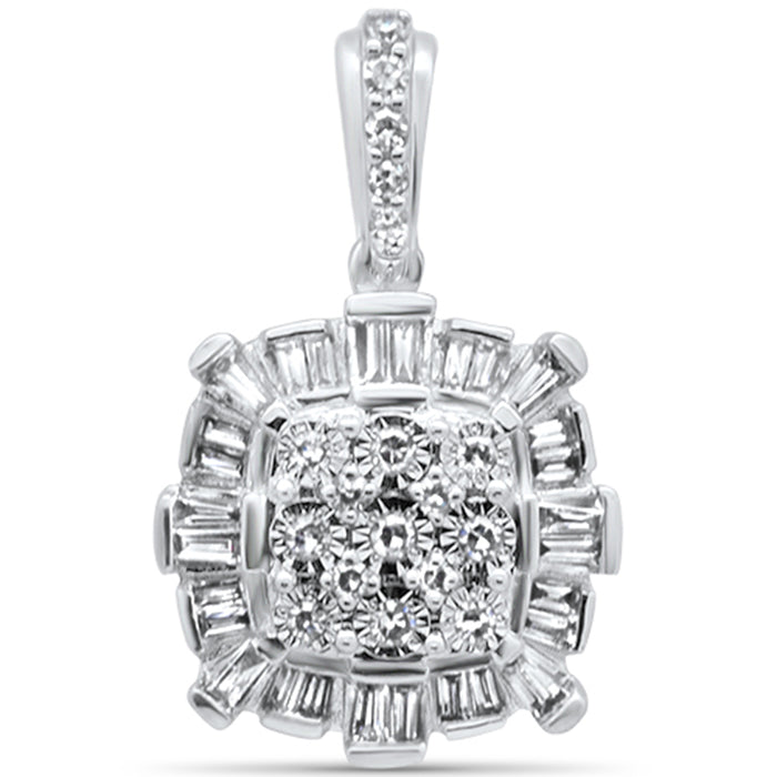 DIAMOND CLOSEOUT! .25ct G SI 14K White Gold Diamond Round & Baguette Pendant