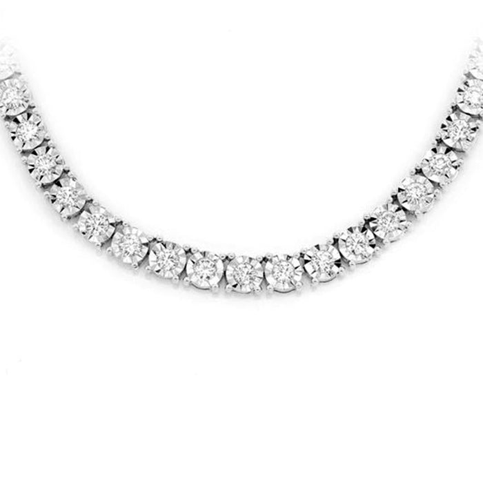SPECIAL! 2.29ct G SI 10K White Gold Diamond Miracle Illusion Tennis Necklace 22" Long