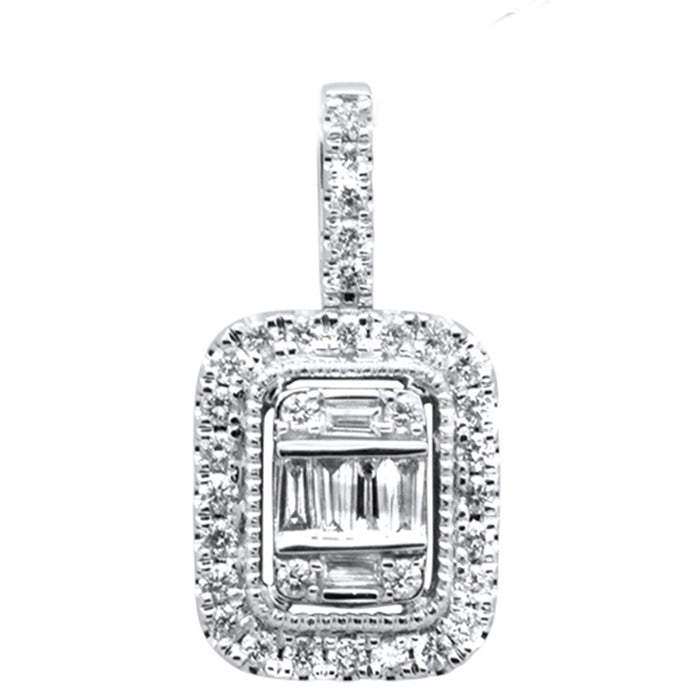 DIAMOND CLOSEOUT! .30ct G SI 14K White Gold Round & Baguette Diamond Pendant