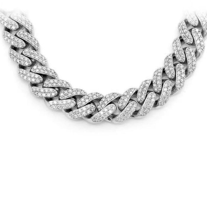 DIAMOND CLOSEOUT! 9mm 5.65ct G SI 14K White Gold Diamond Round Cuban Necklace 18"