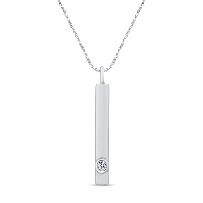 DIAMOND CLOSEOUT! .02ct G SI 14K White Gold Diamond Bar Pendant Necklace 18"