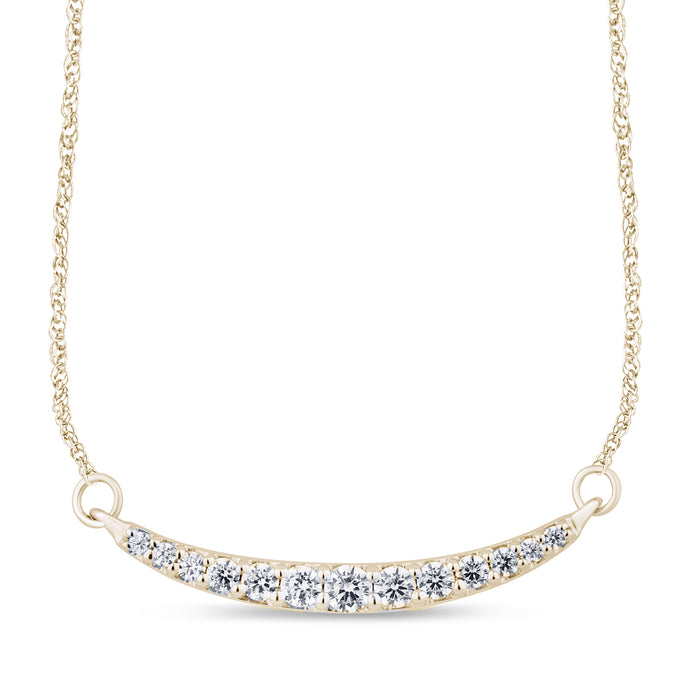 DIAMOND CLOSEOUT! .25ct G SI 14K Yellow Gold Curve Bar Round Diamond Pendant Necklace 18" Long