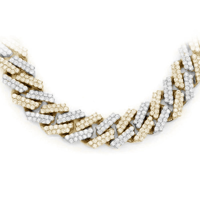 SPECIAL! 7MM 5.44ct G SI 14K Two Tone Gold Diamond Square Cuban Necklace 22"