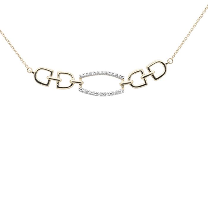 DIAMOND CLOSEOUT! .15ct G SI 14K Yellow Gold Diamond Link Pendant Necklace 18"