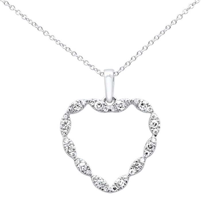 DIAMOND CLOSEOUT! .32ct G SI 14K White Gold Diamond Heart Shaped Necklace Pendant 18"