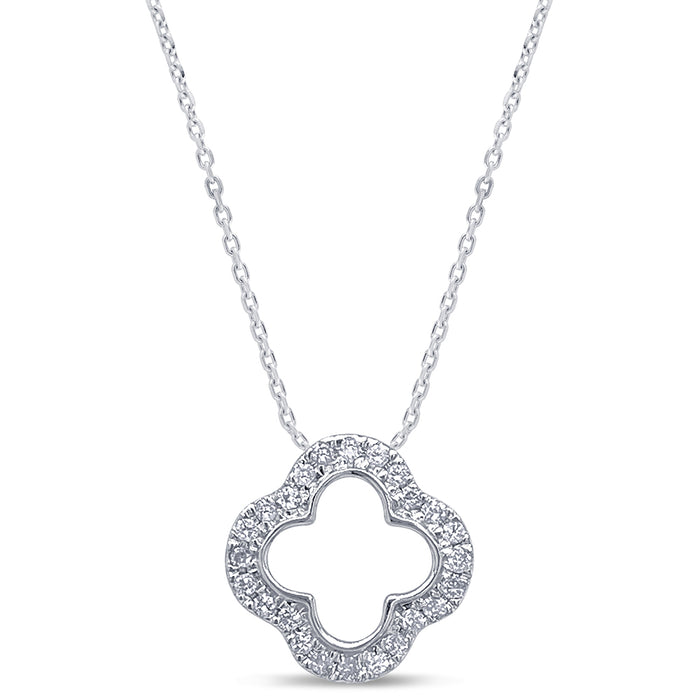SPECIAL! .10ct G SI 14K White Gold Diamond Four Leaf Clover Pendant 18" Chain