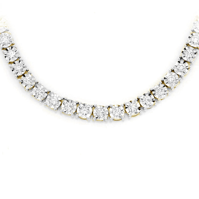 SPECIAL! 1.58ct G SI 10K Yellow Gold Tennis Miracle Illusion Set Tennis Necklace 22"