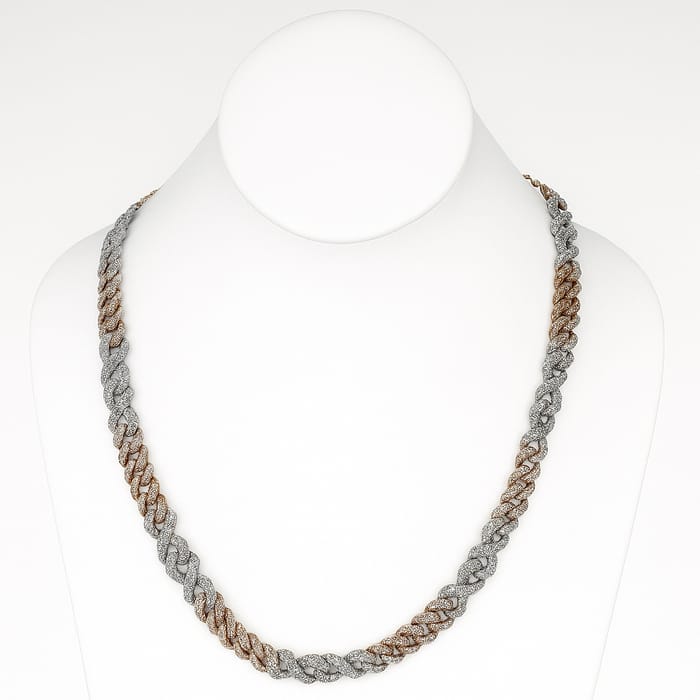DIAMOND CLOSEOUT! 19.96ct G SI 14K Two Tone Gold Diamond Infinity Necklace 22" Long