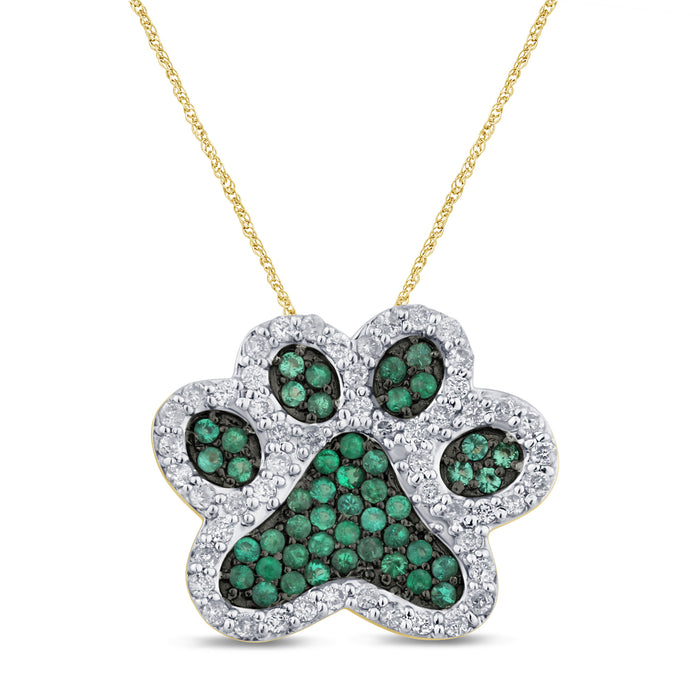 GEMSTONE CLOSEOUT! .47ct G SI 14K Yellow Gold Diamond & Natural Gemstones Dog Paw Necklace Pendant