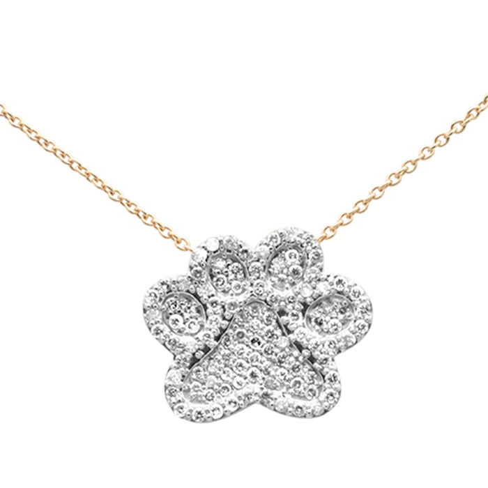 DIAMOND CLOSEOUT! .46ct G SI 14K Yellow Gold Diamond Dog Paw Necklace Pendant 18" Long