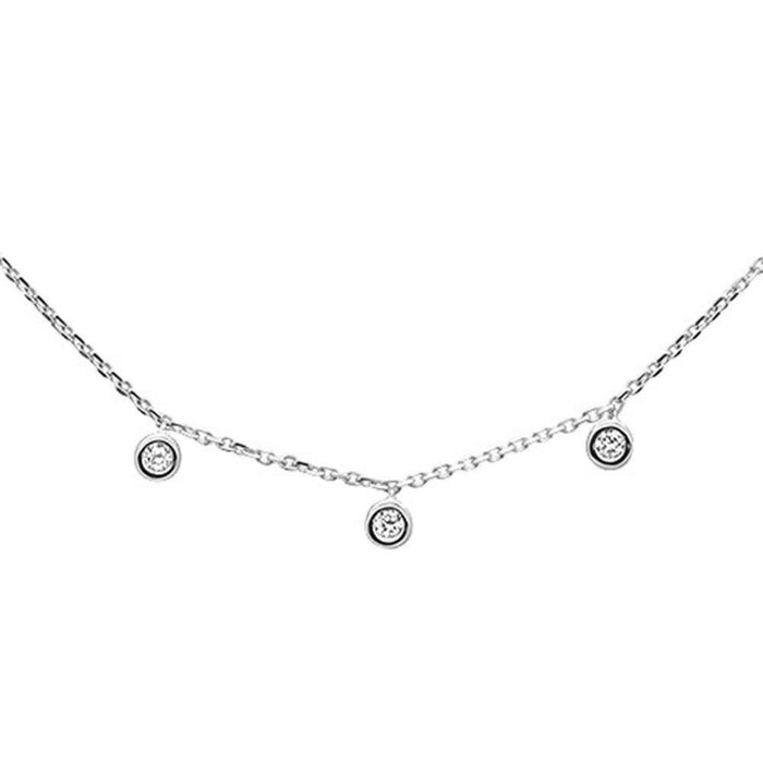 DIAMOND CLOSEOUT! .07ct 14k White Gold Diamond Station Bezel Necklace 18"