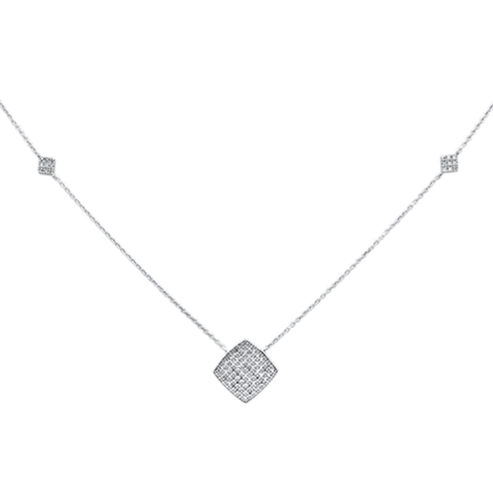 DIAMOND CLOSEOUT! .27ct G SI 14K White Gold Diamond Geometric Shaped Pendant Necklace 18"