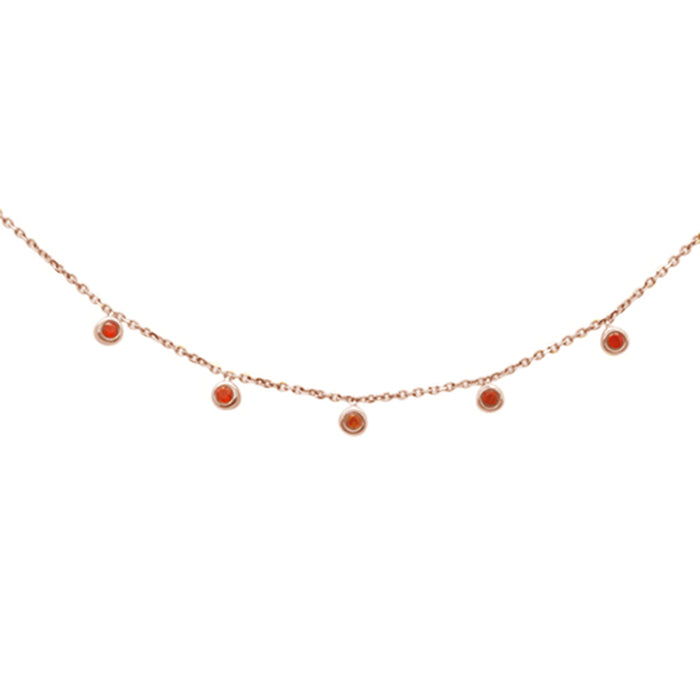 GEMSTONE CLOSEOUT! .14ct 14K Rose Gold Natural Ruby Gemstone by the Yard Pendant Necklace 18"