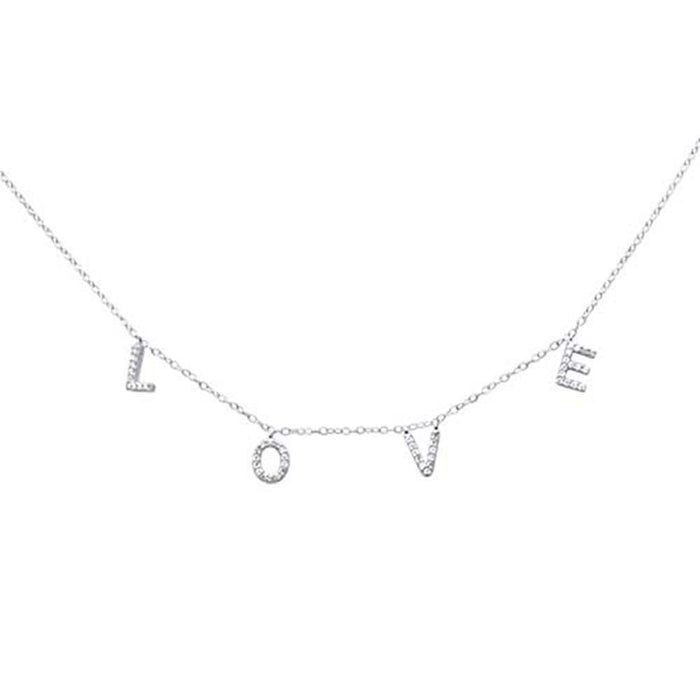 DIAMOND CLOSEOUT! .23ct G SI 14K White Gold Diamond "Love" Script Letters Pendant Necklace 18+2" EXT