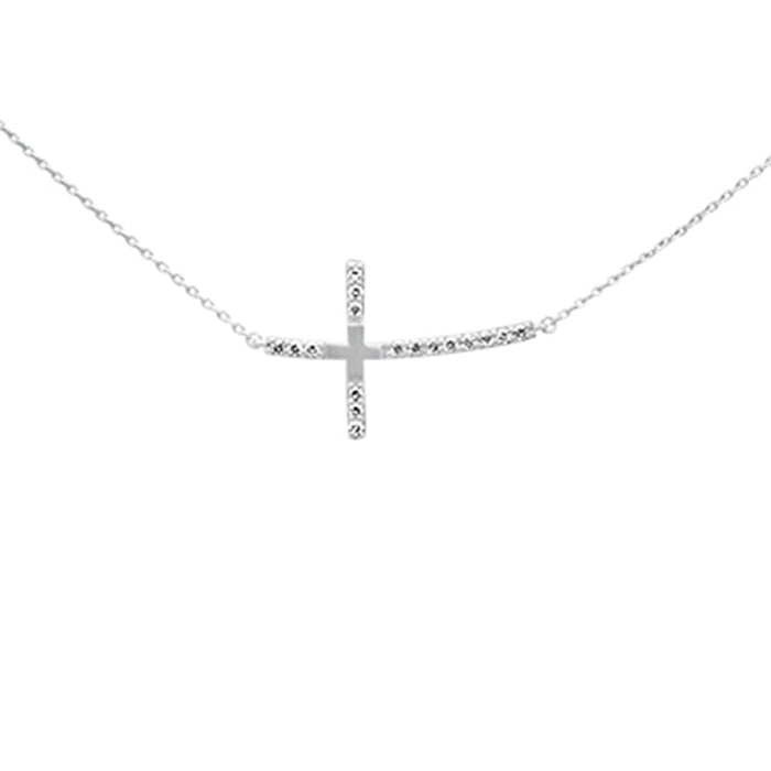 DIAMOND CLOSEOUT! .15ct G SI 14K White Gold Diamond Side Cross Pendant Necklace