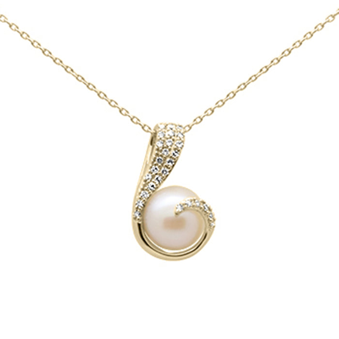DIAMOND CLOSEOUT! .13ct G SI 14K Yellow Gold Diamond Pearl Pendant Necklace