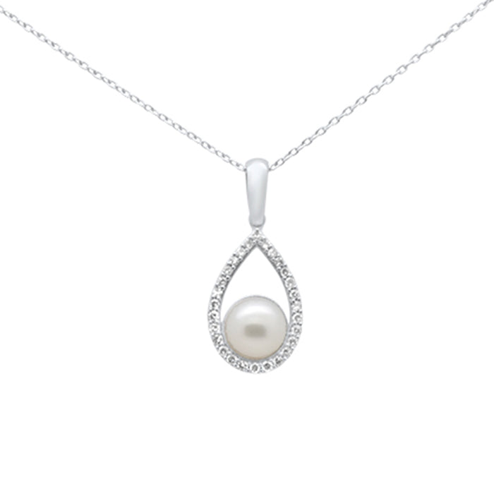 SPECIAL! .13ct G SI 14K White Gold Diamond Pearl Pendant Necklace