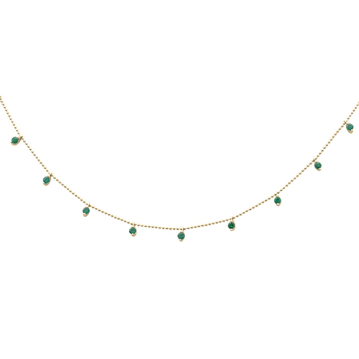 GEMSTONE CLOSEOUT! .80ct G SI 14K Yellow Gold Natural Emerald Bead Style Chain Pendant Necklace