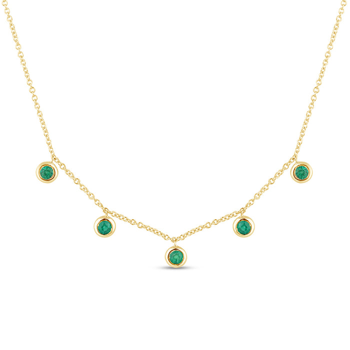 DIAMOND CLOSEOUT! .24ct G SI 14K Yellow Gold Emerald Gemstone By the Yard Style Pendant Necklace