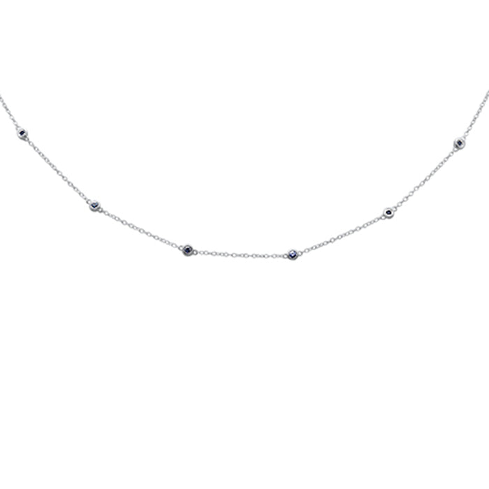 GEMSTONE CLOSEOUT! .62ct G SI 14K White Gold Blue Sapphire Gemstone By the Yard Style Pendant Necklace