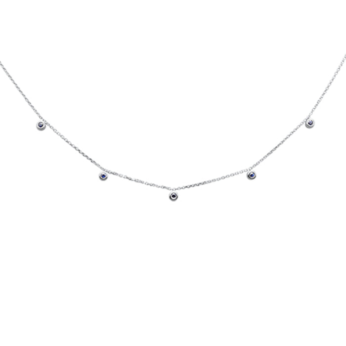 DIAMOND CLOSEOUT! .16ct G SI 14K White Gold Diamond & Blue Sapphire Pendant Necklace