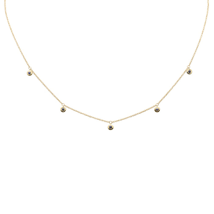 DIAMOND CLOSEOUT! .33ct G SI 14K Yellow Gold Blue Sapphire Gemstone Dangling Pendant Necklace 18" Long