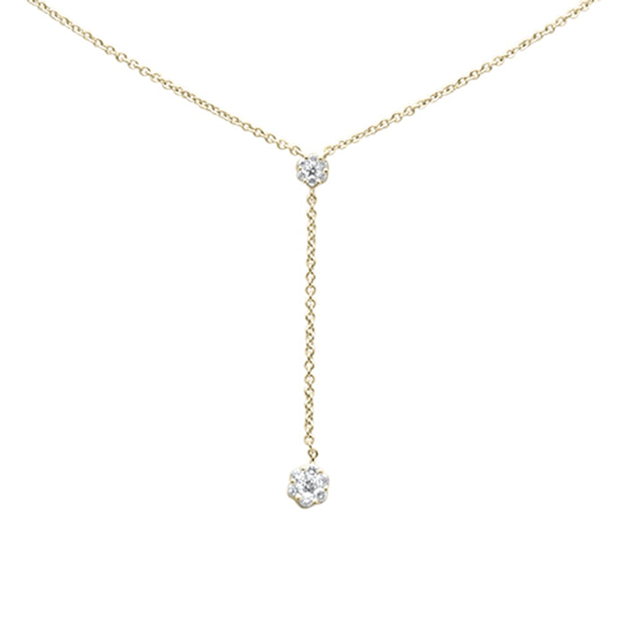 DIAMOND CLOSEOUT! .15ct G SI 14K Yellow Gold Diamond Lariat Drop Pendant Necklace 16-18"