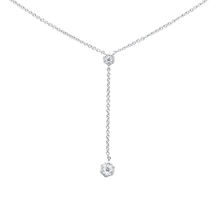 DIAMOND CLOSEOUT! .15ct G SI 14K White Gold Diamond Drop Lariat Pendant Necklace 16-18"