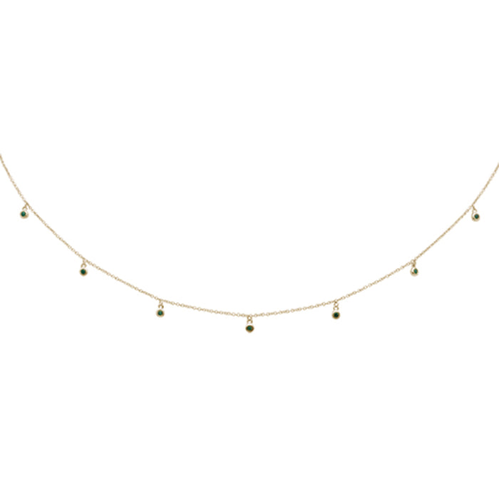DIAMOND CLOSEOUT! .24cts G SI 14K Yellow Gold Emerald Gemstone By the Yard Pendant Necklace 18"