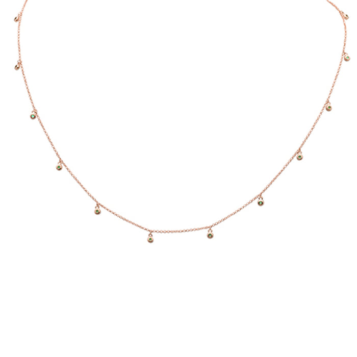 DIAMOND CLOSEOUT! .25ct G SI 14K Rose Gold Emerald Gemstones Pendant Necklace 18" Long
