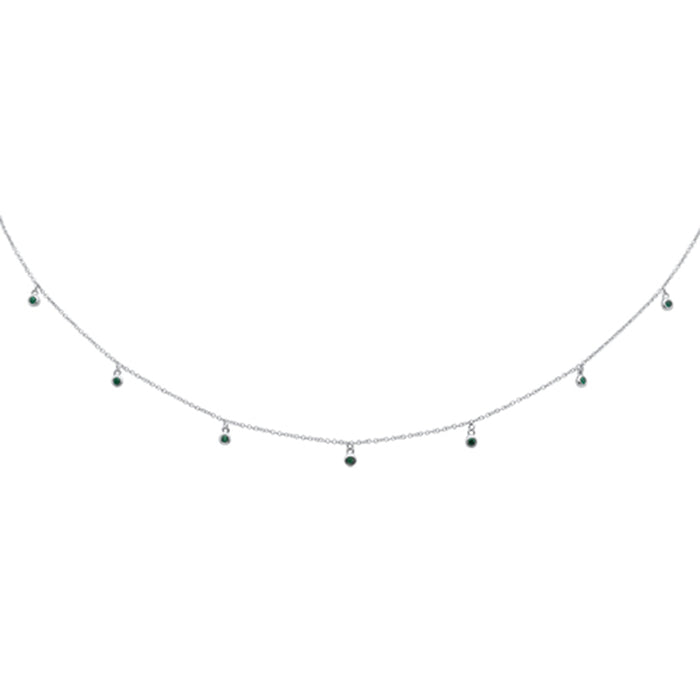 DIAMOND CLOSEOUT! .25cts G SI 14K White Gold Emerald Gemstone By the Yard Pendant Necklace 18"
