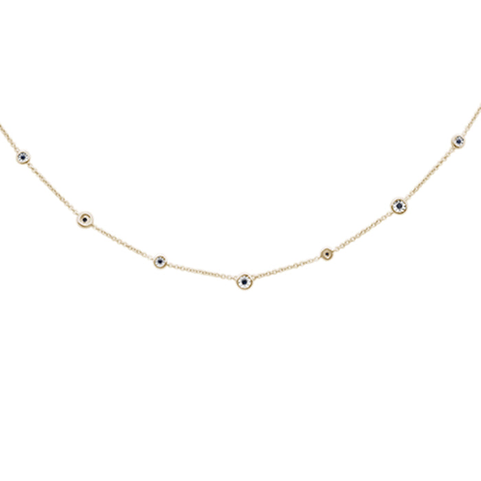 DIAMOND CLOSEOUT! .07cts G SI 14K Yellow Gold Blue Sapphire Gemstone By the Yard Pendant Necklace 18" Chain