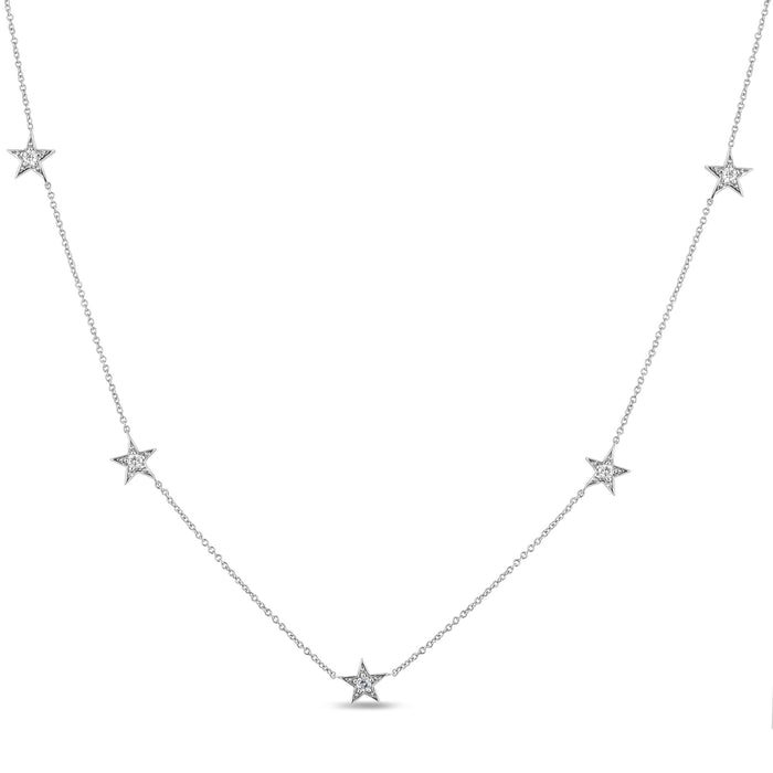 DIAMOND CLOSEOUT! .20ct G SI 14K White Gold Diamond Star Shaped By the Yard Chain Pendant Necklace 16+2" Ext Chain