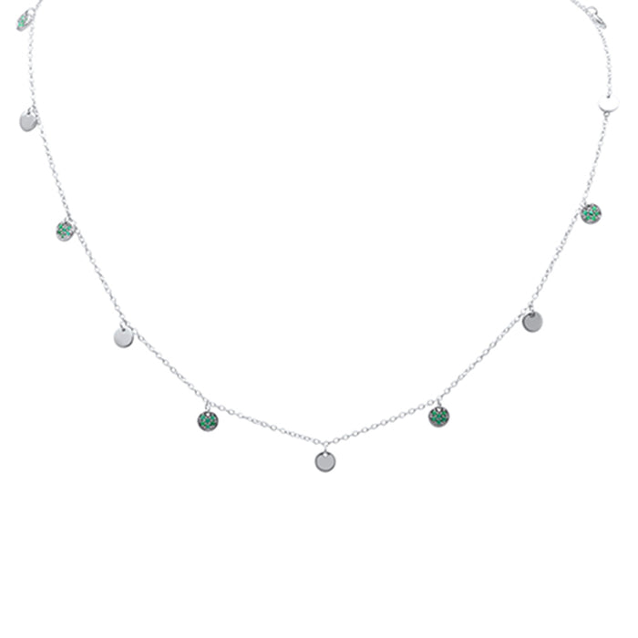 DIAMOND CLOSEOUT! .22ct G SI 14K White Gold Emerald Gemstones Pendant Necklace 18" Long